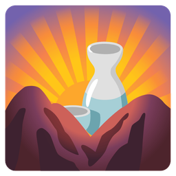 Sake and Sunrise over mountains