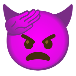 saluting face and angry face with horns