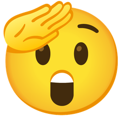 saluting face and astonished face