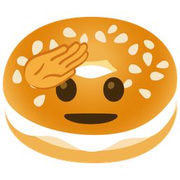 saluting face and bagel