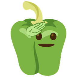 saluting face and bell pepper