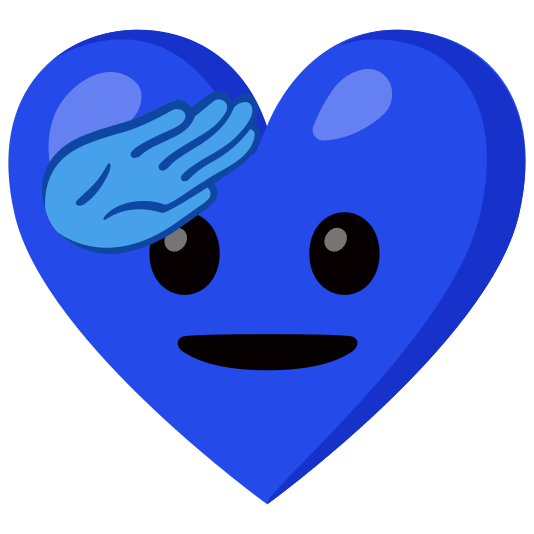 Saluting face and Blue heart
