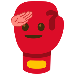 saluting face and boxing glove