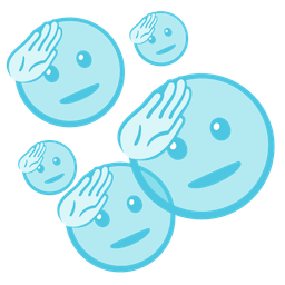 saluting face and bubbles