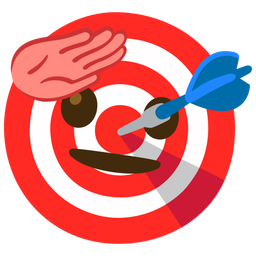 saluting face and bullseye