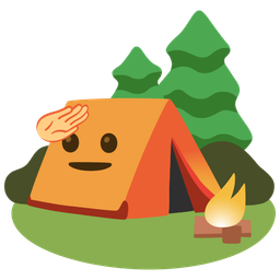 saluting face and camping