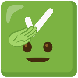 saluting face and check mark button