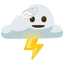 saluting face and cloud with lightning