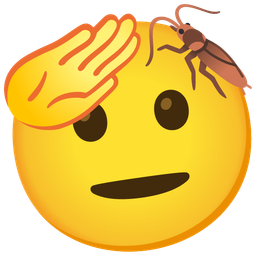 saluting face and cockroach
