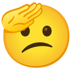 saluting face and confused face