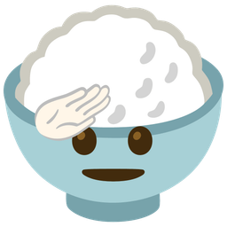 saluting face and cooked rice