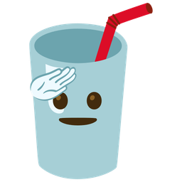 saluting face and cup with straw