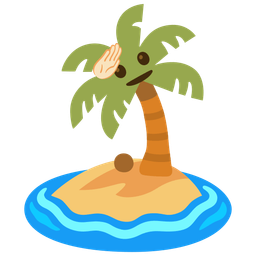 saluting face and desert island