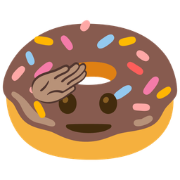 saluting face and doughnut