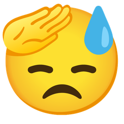 saluting face and downcast face with sweat