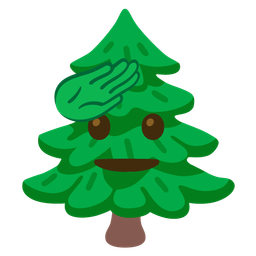 saluting face and evergreen tree