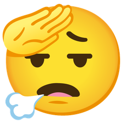 saluting face and face exhaling