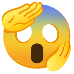 saluting face and face screaming in fear