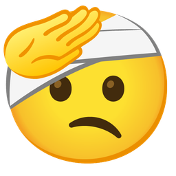 saluting face and face with head-bandage