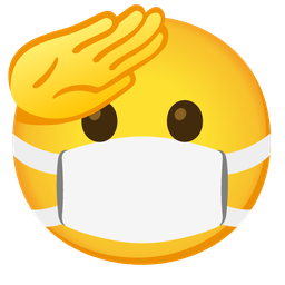 saluting face and face with medical mask