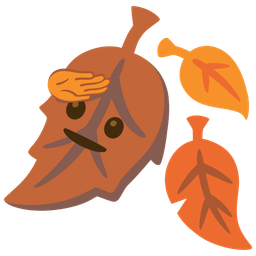 saluting face and fallen leaf