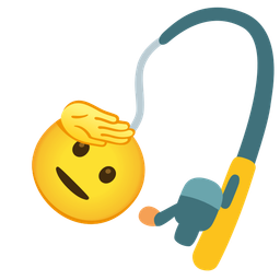 saluting face and fishing pole