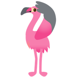 saluting face and flamingo