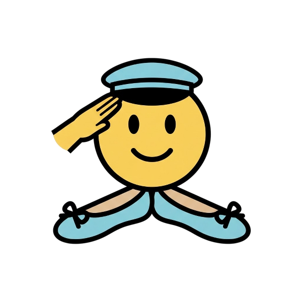 Saluting face and Flat shoe