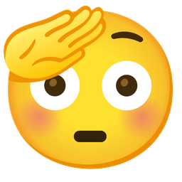 saluting face and flushed face