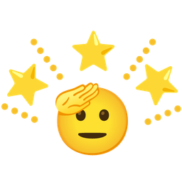 saluting face and glowing star