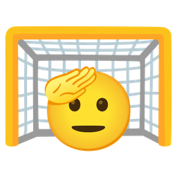 saluting face and goal net