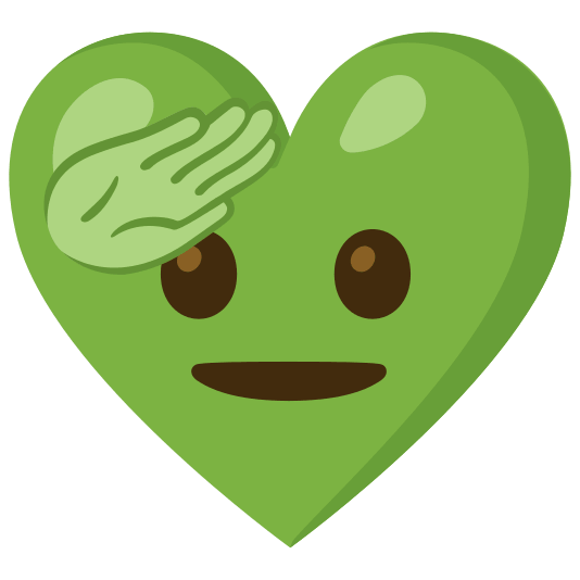 Saluting face and Green heart