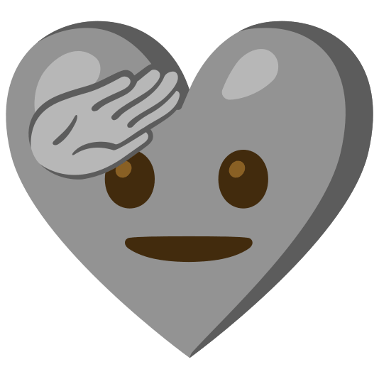 Saluting face and Grey heart