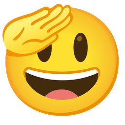 Saluting face and Grinning face with big eyes