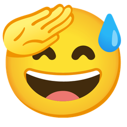 Saluting face and Grinning face with sweat
