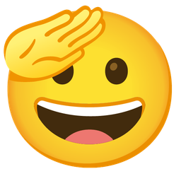 Saluting face and Grinning face