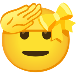 saluting face and heart with ribbon