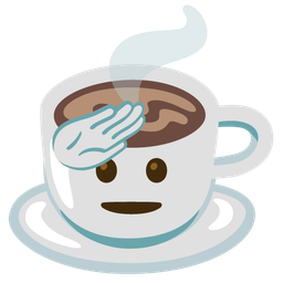 saluting face and hot beverage