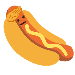 saluting face and hot dog