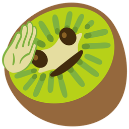 saluting face and kiwi fruit