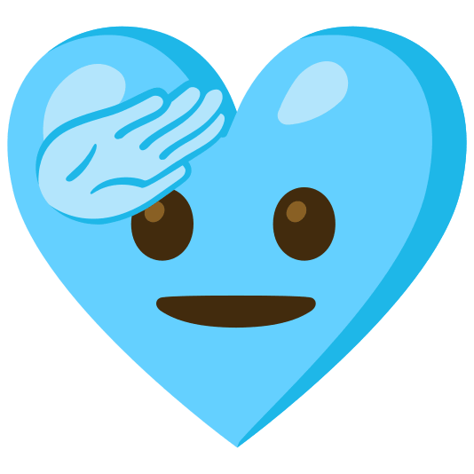 Saluting face and Light blue heart