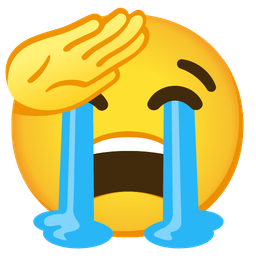 saluting face and loudly crying face