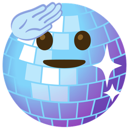 saluting face and mirror ball