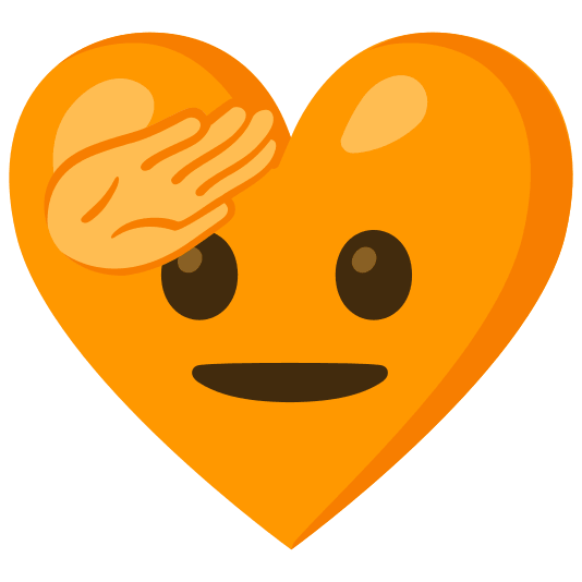 Saluting face and Orange heart