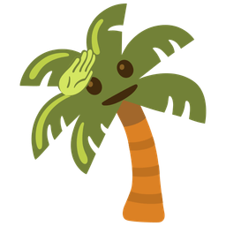 saluting face and palm tree