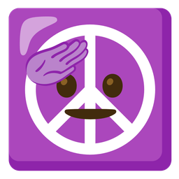 saluting face and peace symbol