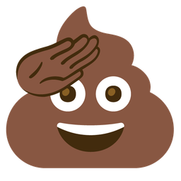 saluting face and pile of poo