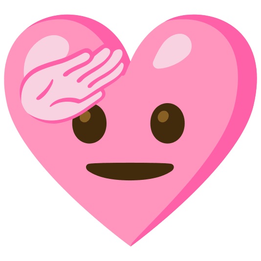 Saluting face and Pink heart