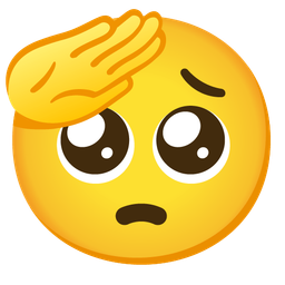 saluting face and pleading face