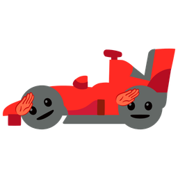 saluting face and racing car